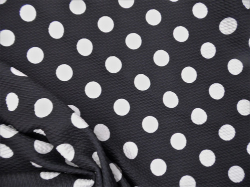 Bullet Printed Liverpool Textured Fabric 4 way Stretch Black White Polka Dot P14