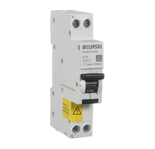 RCD/MCB 10 Amp 1 Pole Circuit Breaker C Curve Clipsal 30mA 4.5kA