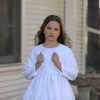 Girl's Long Sleeved White Satin Bolero Jacket