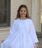 Girl's Long Sleeved White Satin Bolero Jacket