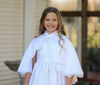 Girl's Lace Trimmed White Satin Cape