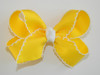 Yellow & White Large Moonstitch Hair Bow - Yellow Hair Bow, Moonstitch Ribbon, Moonstitch Hair Bow, Large Hair Bow