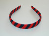 Navy & Red Striped Woven Headband - School Uniform Headband, Navy Red Plaid Headband, Uniform Headband, Navy and Red Headband, School Plaid