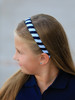 Navy & Light Blue Striped Woven Headband - School Uniform Headband, Navy and Light Blue Headband, Woven Headband, Navy Headband