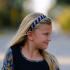 Navy & Gray Striped Woven Headband - School Uniform Headbands, Navy and Gray Plaid Headband, School Headbands, Navy and Gray Plaid, Uniform