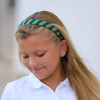 Hunter Green and Gray Stripe Woven Headband