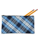 Navy & Lt Blue Plaid Pencil Case