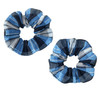 Navy, Lt Blue & White Plaid Pigtail Scrunchies