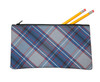 Navy, Gray & Red Plaid Pencil Case