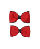 Red & Black Moonstitch Pigtail Bows