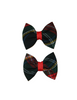 Black, Red & Green Plaid Pigtail Bows