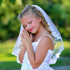 White or Ivory French Lace Edge Communion Veil