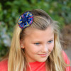 Navy, Red & Yellow Plaid Ribbon Rosette Hair Clip