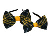 Black & Gold Plaid Bow Headband