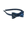 Navy & Blue 3D Plaid Tuxedo Bow Headband