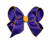 Purple & Yellow Gold XL Moonstitch Hair Bow - School Uniform Hair Bows, Uniform Hair Bows, Purple Gold Hair Bow, Moonstitch Hair Bows