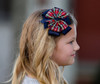 Navy & Red Plaid Large Double Pinwheel Hair Bow - School Uniform Hair Bows, Navy and Red Plaid Hair Bows, Plaid Hair Bows, Navy Hair Bows