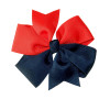 Navy & Red Split Pinwheel Hair Bow