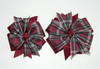 Burgundy & Gray Plaid Double Pinwheel Hair Bow - School Uniform Hair Bows, Burgundy and Gray Plaid Hair Bow, Plaid Hair Bow, School Plaid 91