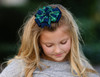 Forest, Navy & Yellow Plaid Large Double Pinwheel Hair Bow - School Uniform Hair Bows, Forest Green and Navy Plaid Hair Bow, Dress Campbell