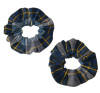 Gray, Navy & Gold Plaid 57 Pigtail Scrunchies