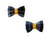 Gray, Navy & Gold Plaid 57 Pigtail Bows