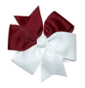 Burgundy & White Split Pinwheel Hair Bow