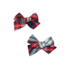 Red, White & Navy Plaid 72 Butterfly Pigtail Bows