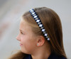Navy, Gray & White Diamond Woven Headband - School Uniform Headband, Navy and Gray School Plaid, Navy Plaid, Woven Headband, School Headband
