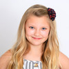 Navy, Gray & Red Plaid Rosette Headband