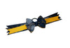 Gray, Navy & Yellow Gold Plaid Bow Ponytail Holder
