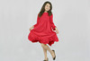 Red Ruffle Scallop Dress