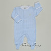 Blue Embroidered Gingham Footie