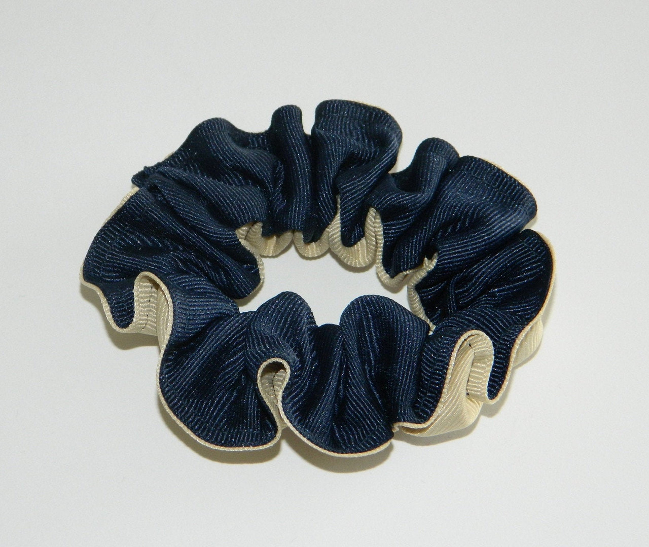 Navy & Lt Khaki Hair Scrunchie