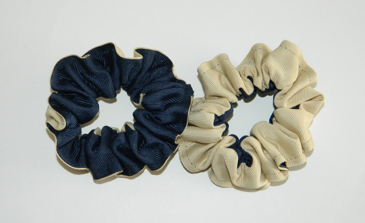 Navy & Lt Khaki Hair Scrunchie