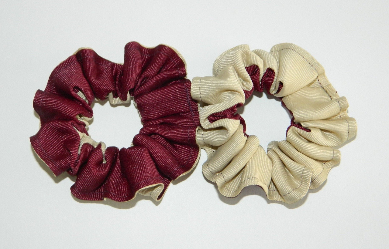 Burgundy & Lt Khaki Hair Scrunchie