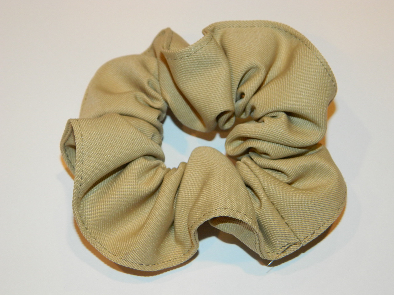 White & Lt Khaki Hair Scrunchie - School Uniform Scrunchie, White Khaki Scrunchie, School Plaid, Uniform Scrunchie, School Hair Scrunchie