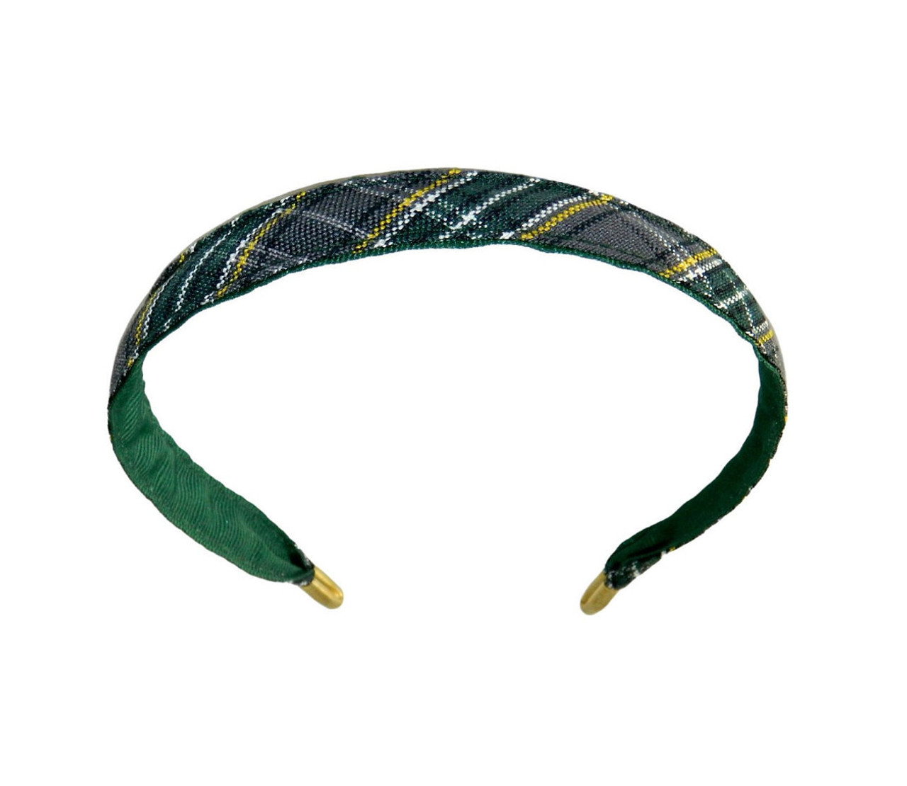 Gray, Hunter Green & Yellow Gold Plaid Thin Headband