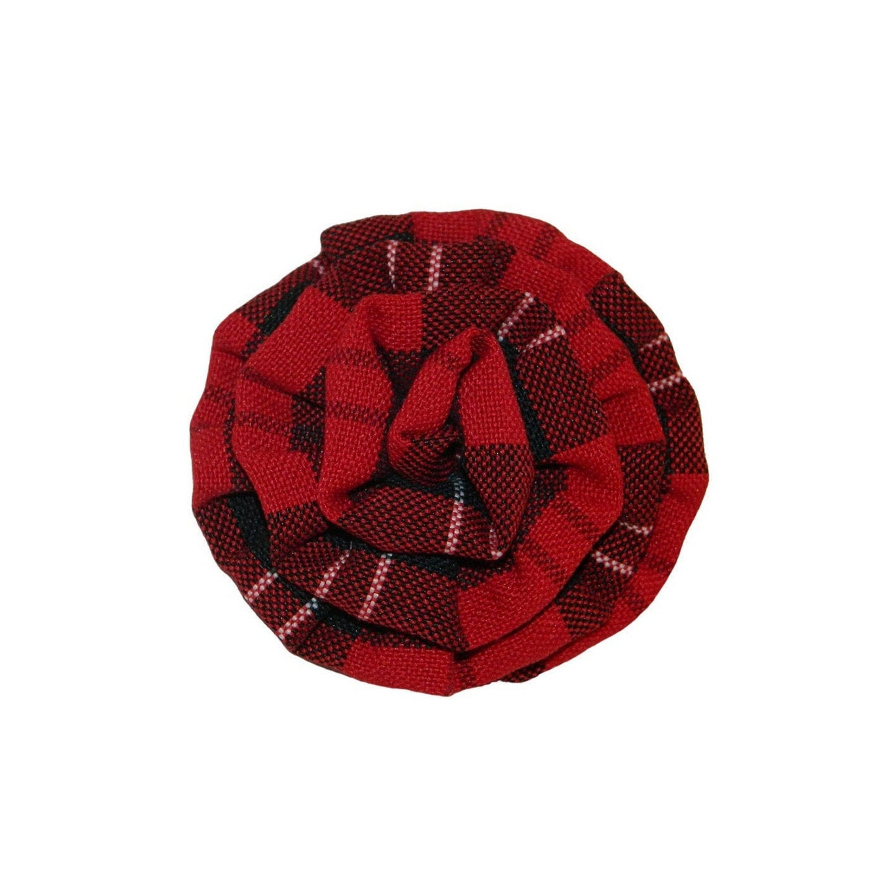 Red & Black Plaid Rosette Hair Clip