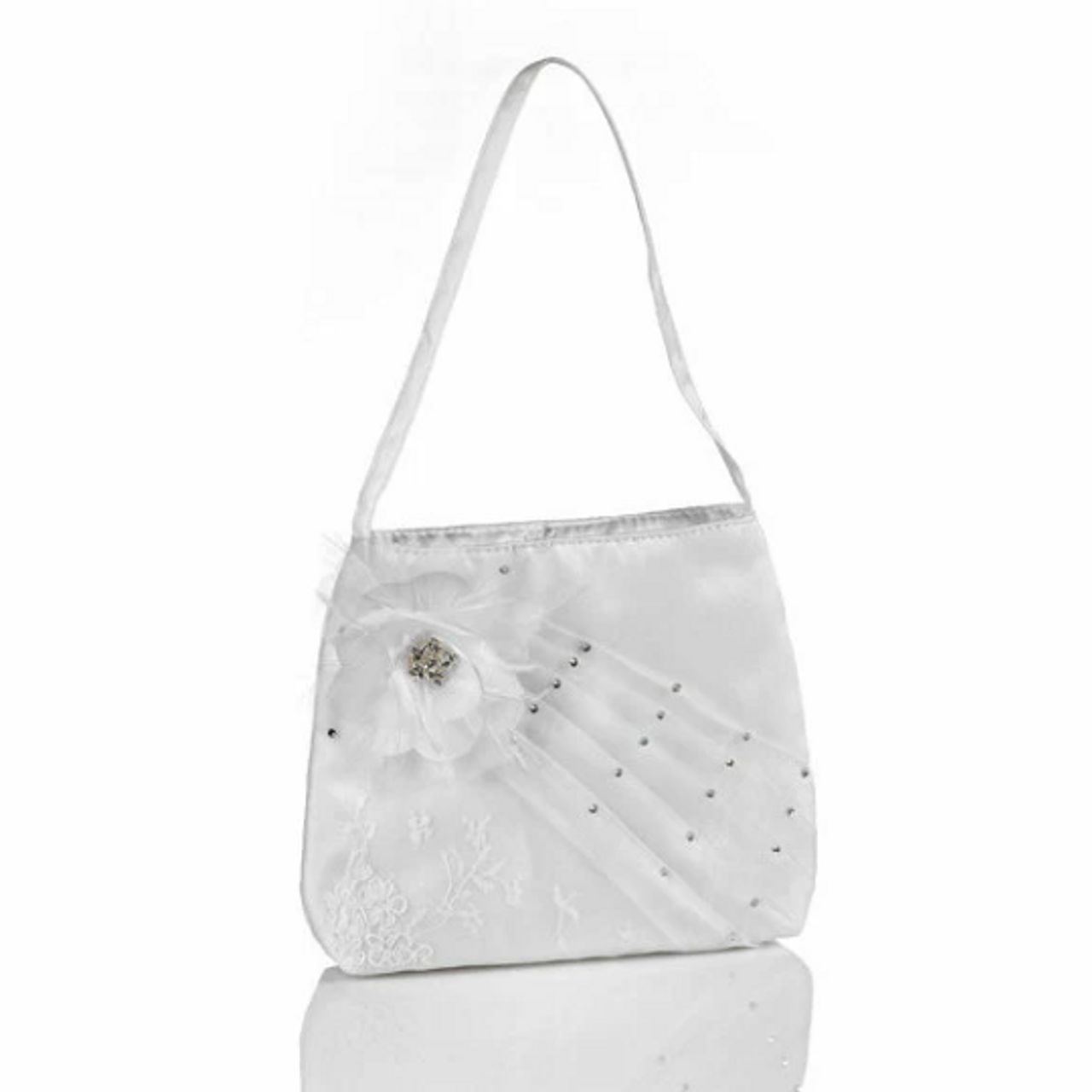 Girl's White or Lt Ivory Floral Purse