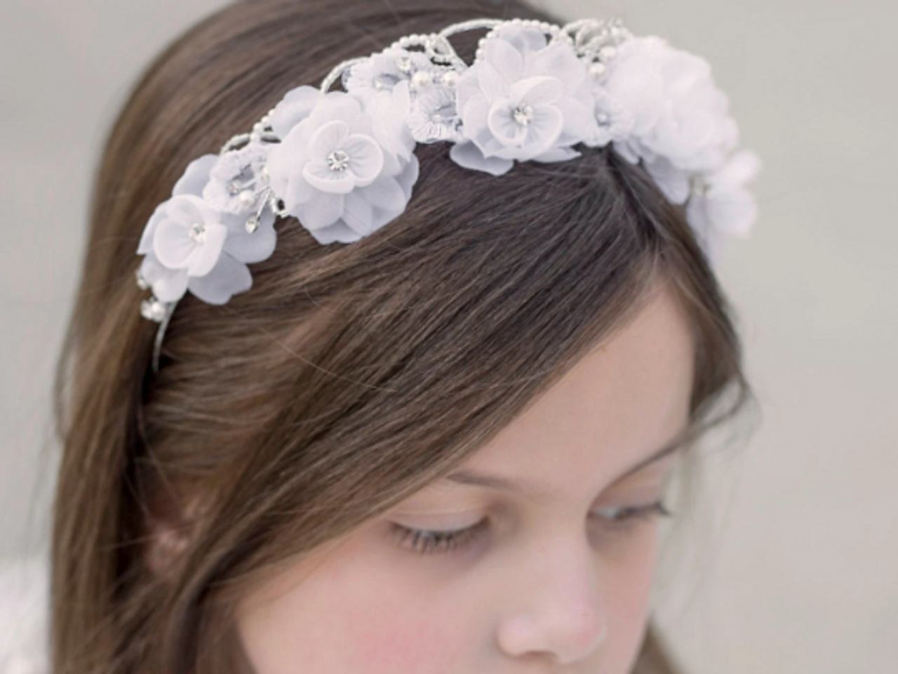 Emma Floral Headpiece - White or Lt Ivory