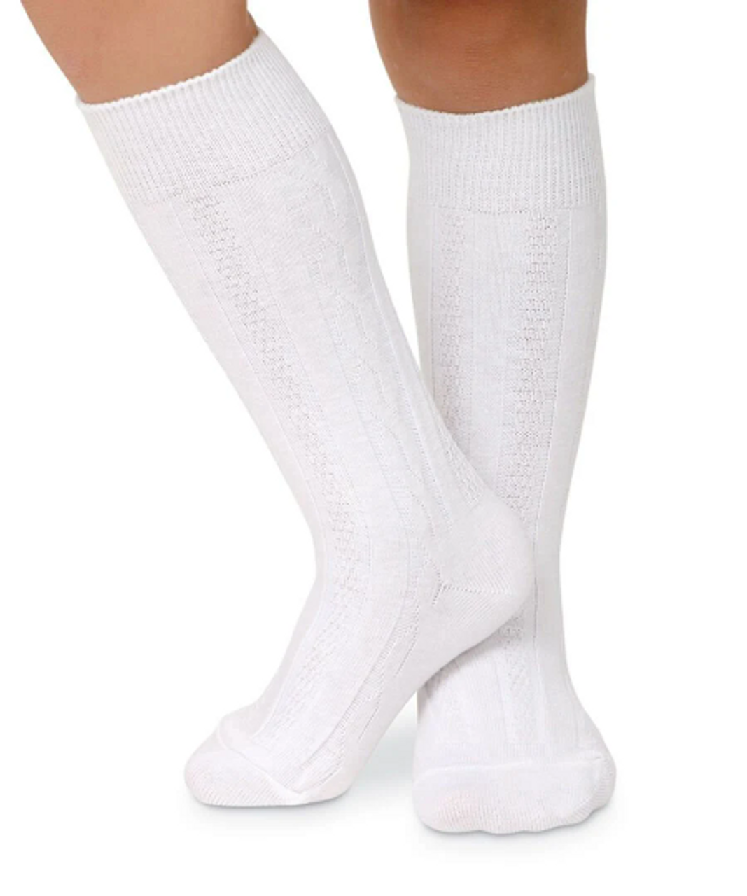 Boy's White or Navy Cable Knee High Socks