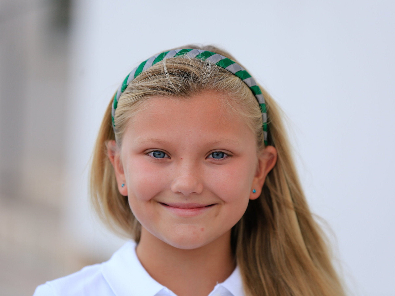 Hunter Green and Gray Stripe Woven Headband