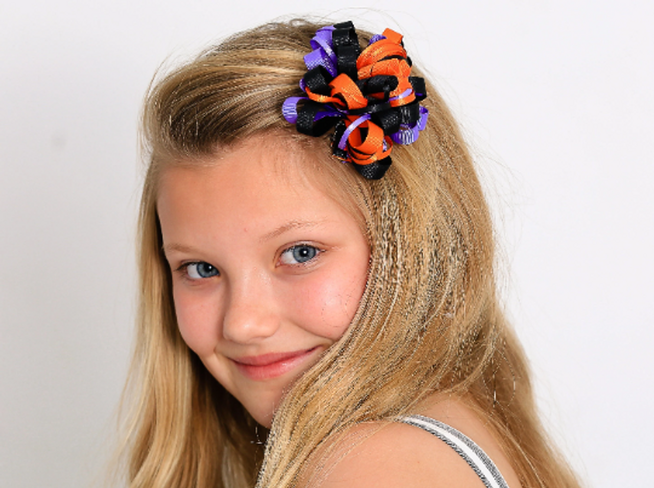 Black, Orange & Purple  Loopy Hair Bow