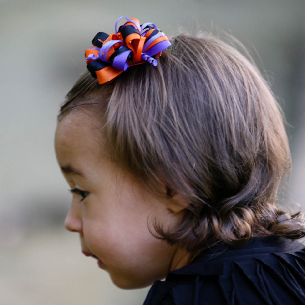 Black, Orange & Purple  Loopy Hair Bow
