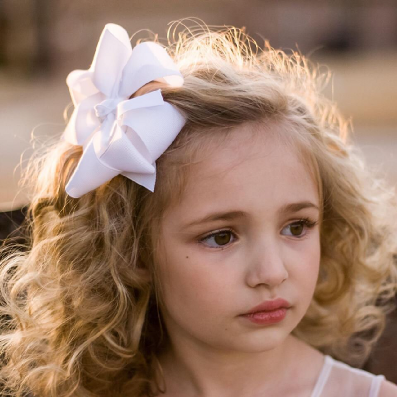 White Large Double Hair Bow