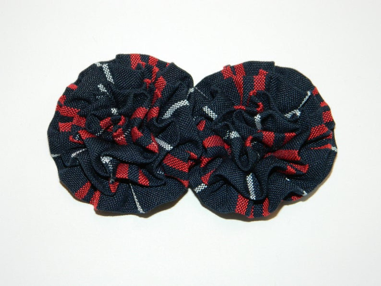 Navy & Red Plaid Rosette Hair Clip