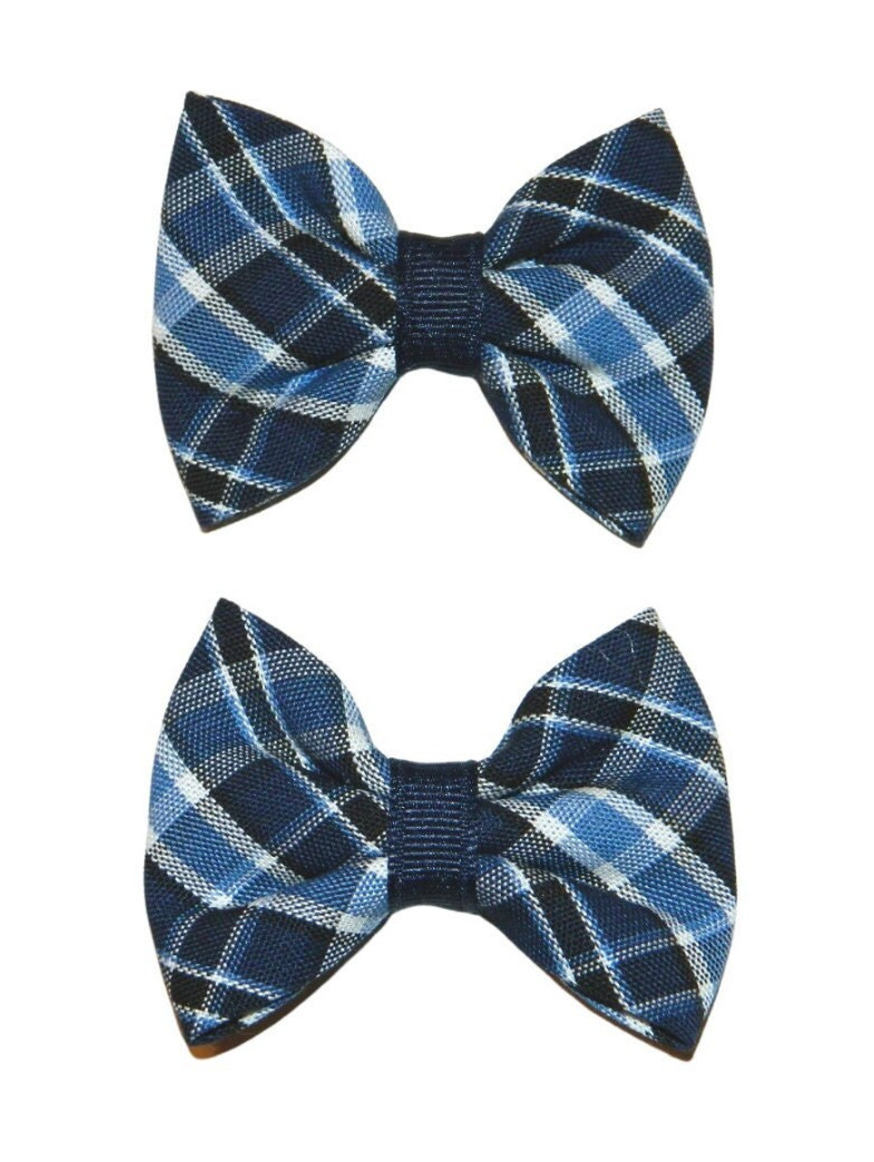 Navy & Blue Plaid Pigtail Bows