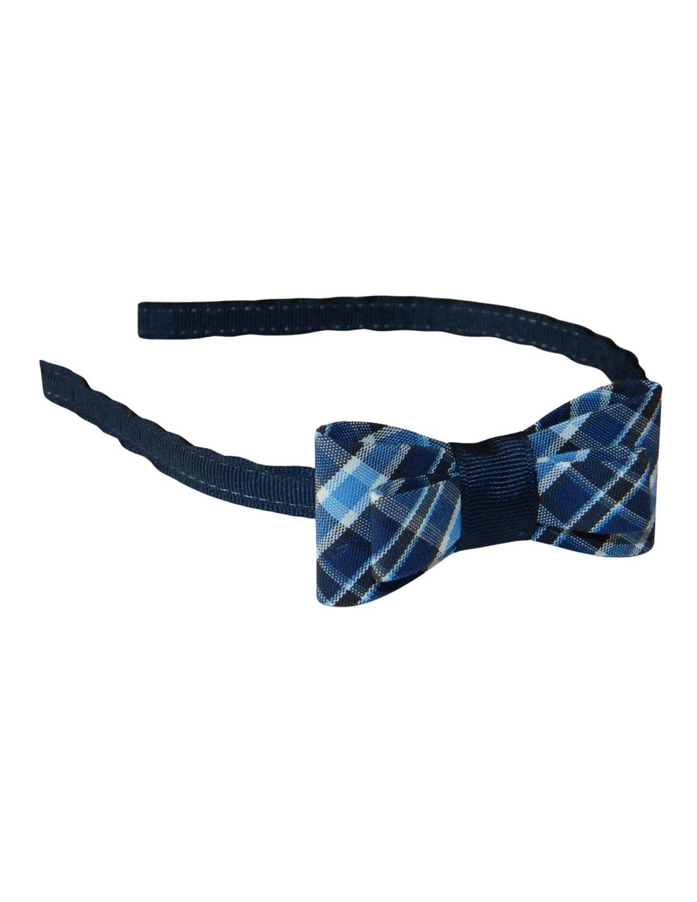 Navy & Blue Plaid Tuxedo Bow Headband