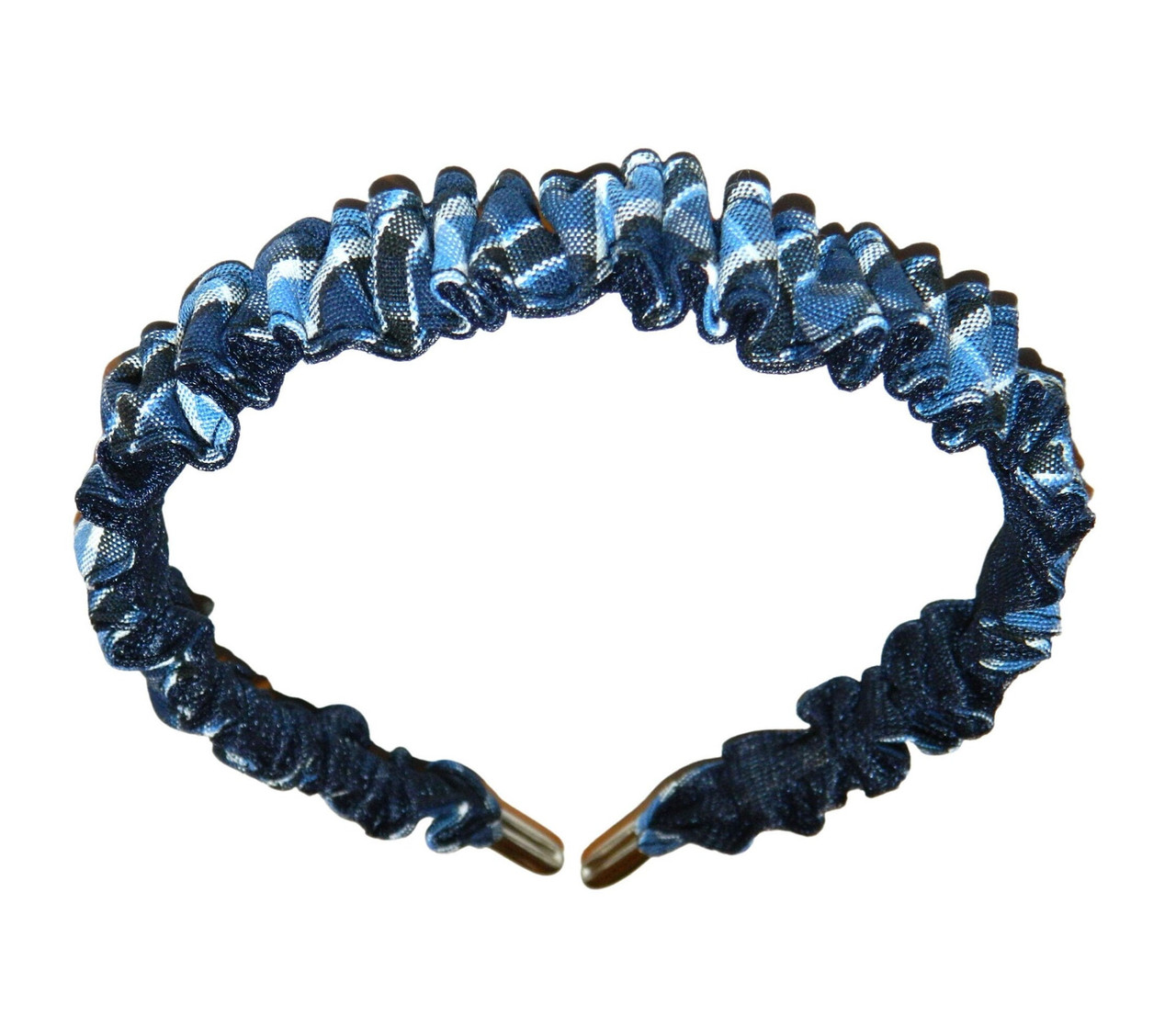 Navy & Blue Plaid Ruffle Headband